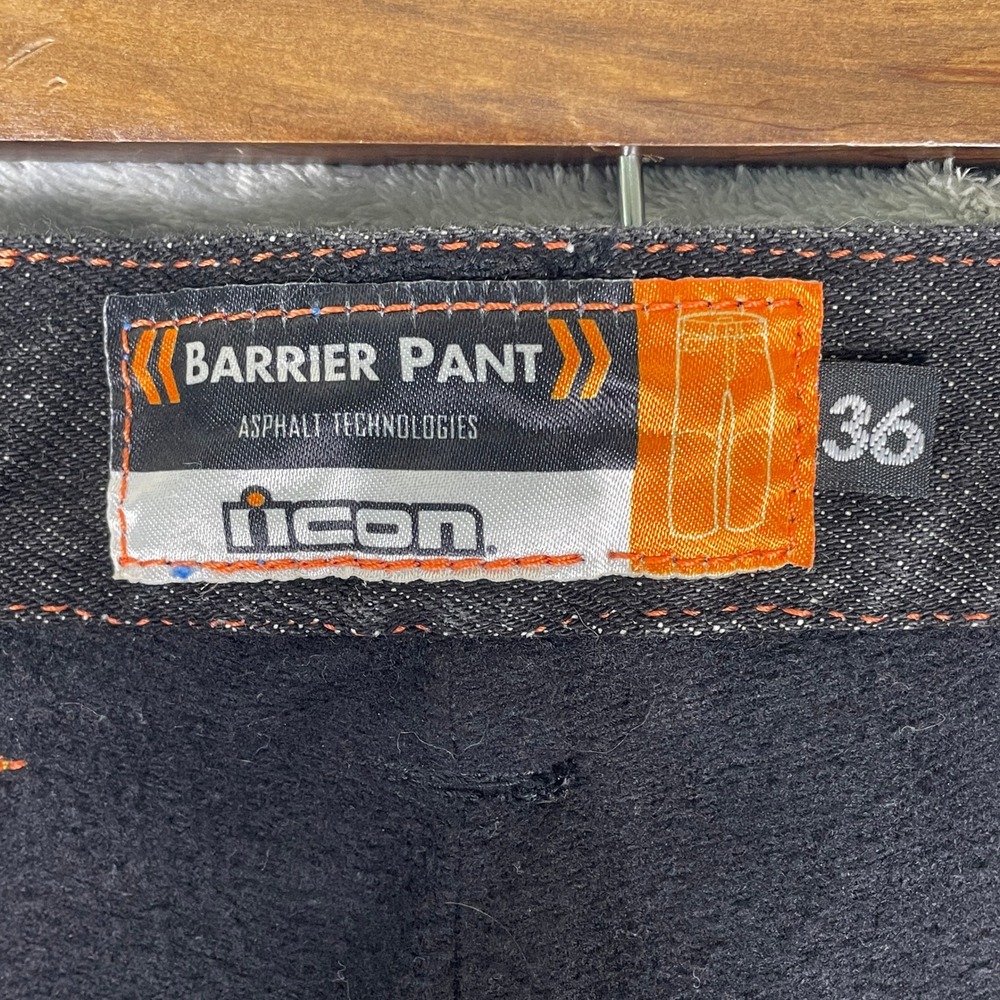 Icon Barrier Pant Motorcycle Jeans Mens 36 Black Very Good Aramid Reinforced - Picture 2 of 13